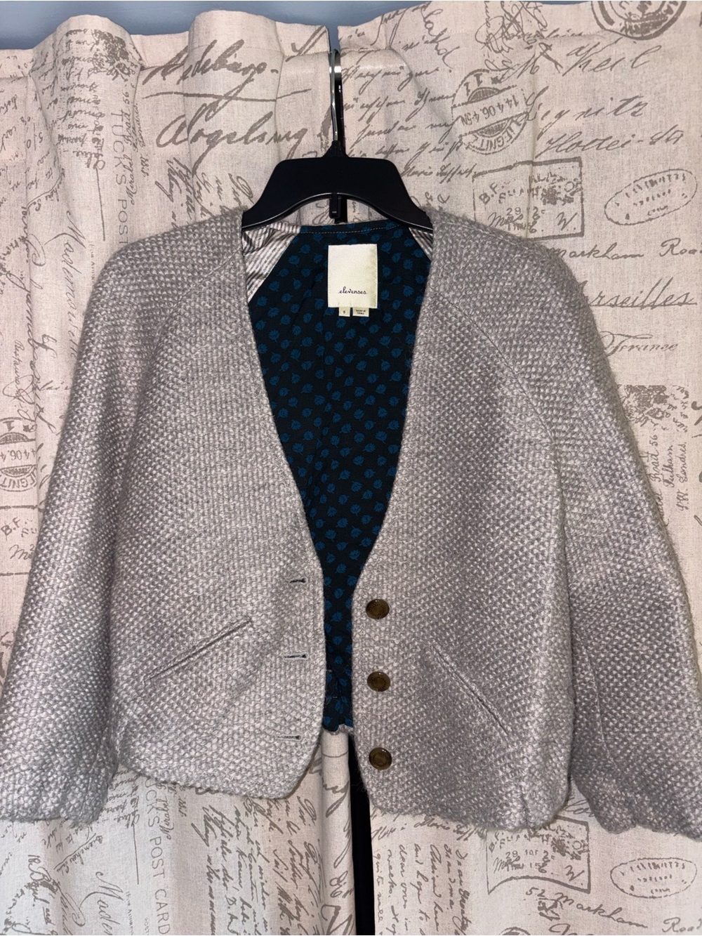 Wool Blend Silver Knit Jacket - Petite